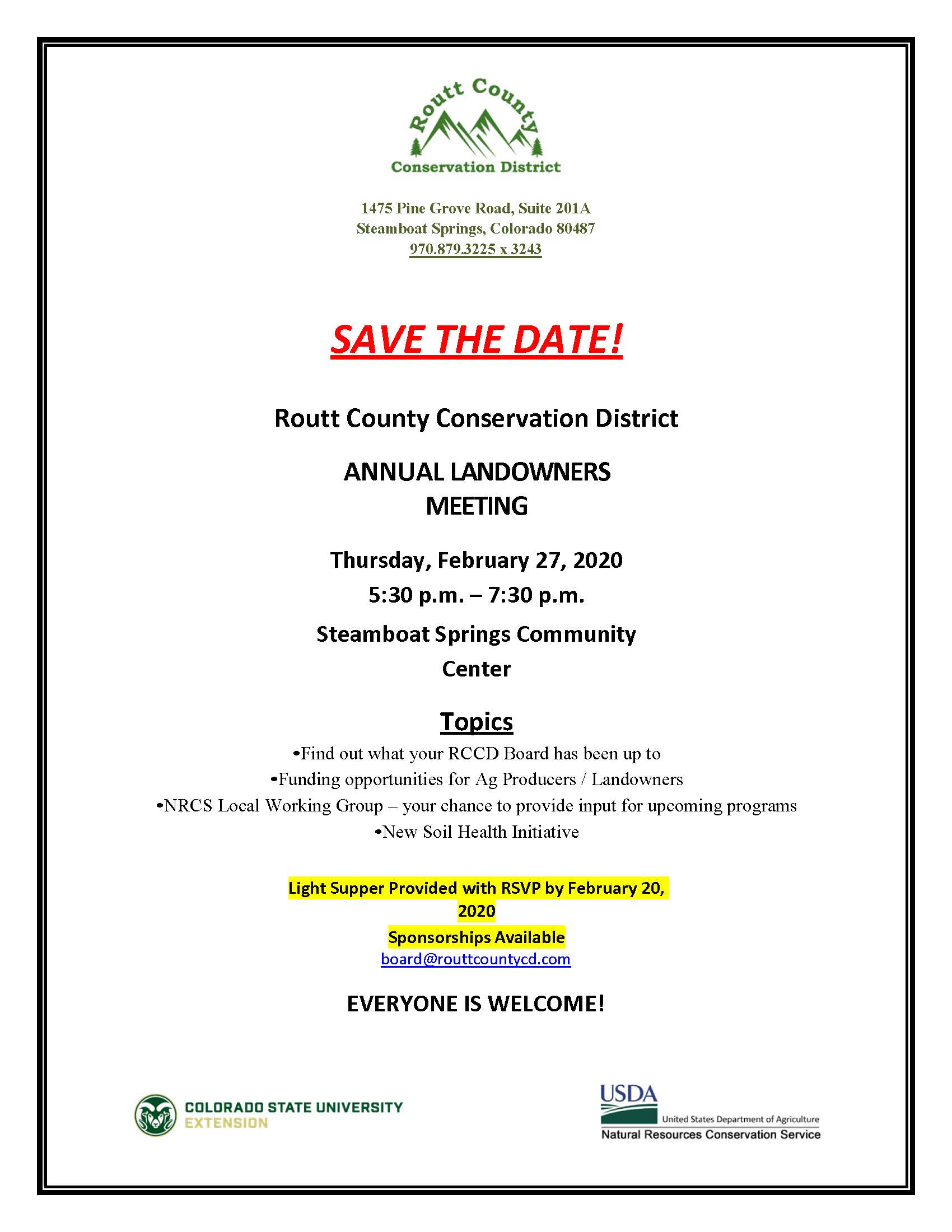Annual Landowners Mtg Invitation 2020 Annual Landowners Meeting