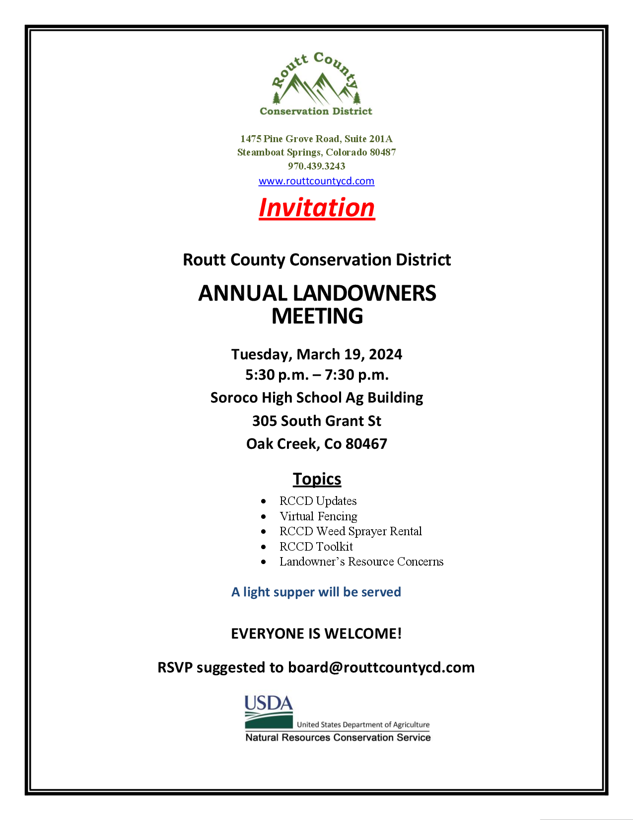 Calendar Routt County Conservation District